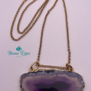 Gema en ágata con Cadena en acero y el cierre